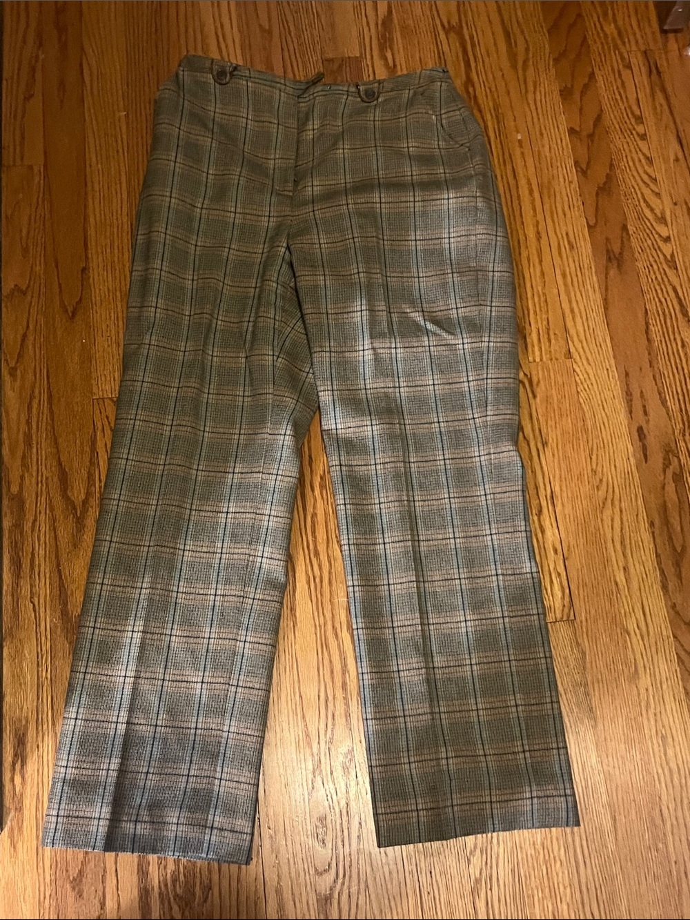 David N. Plaid Dress Pants in Blue, Brown & Green